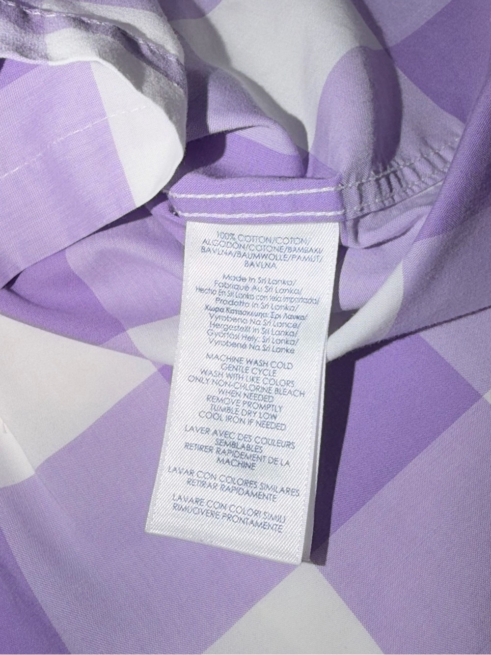 Chaps NO IRON 100% Cotton Button Up Shirt 3/4 Sleeve Purple White Womens Sz 1X - Picture 11 of 11